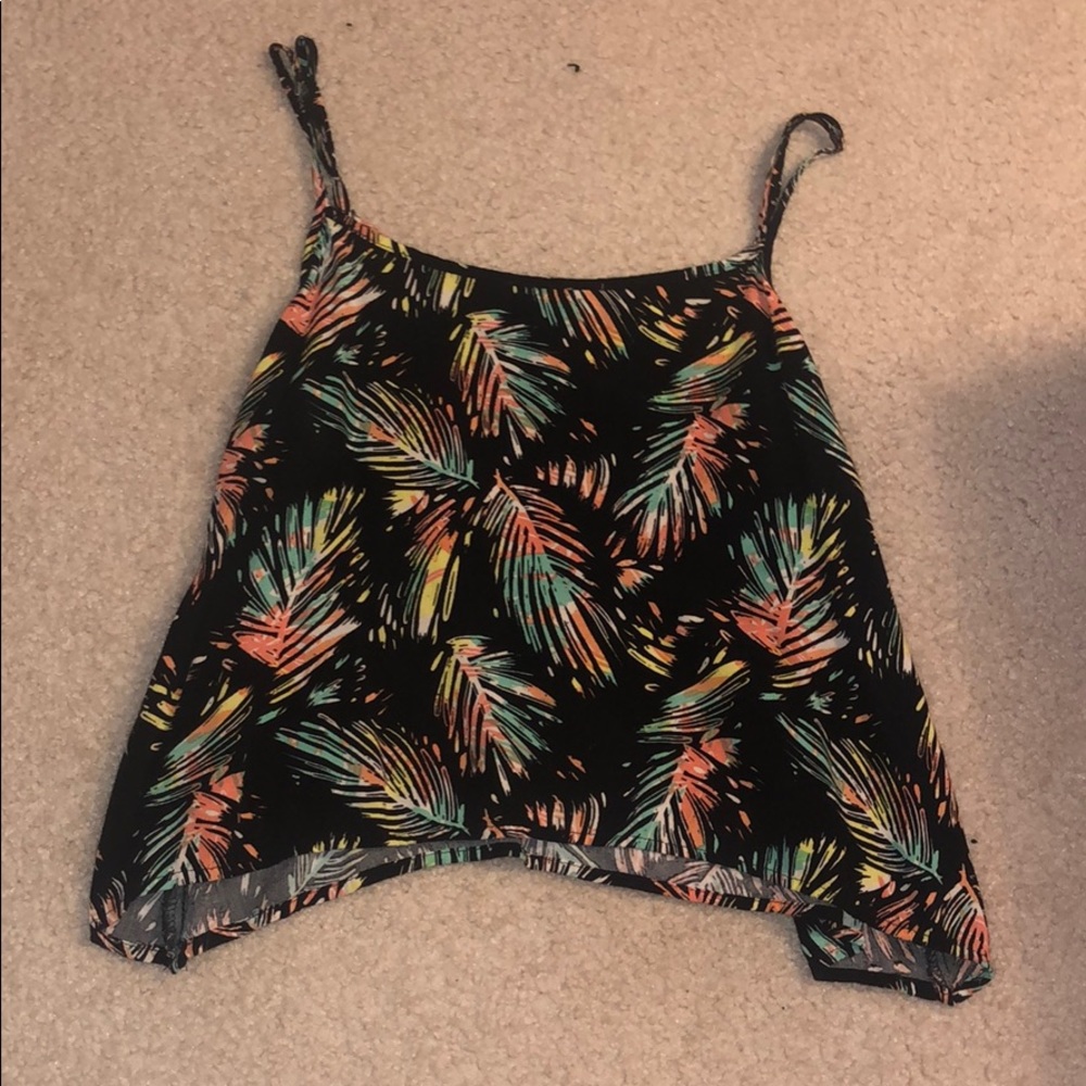 Tropical Spaghetti Strap Flowy Tank Top